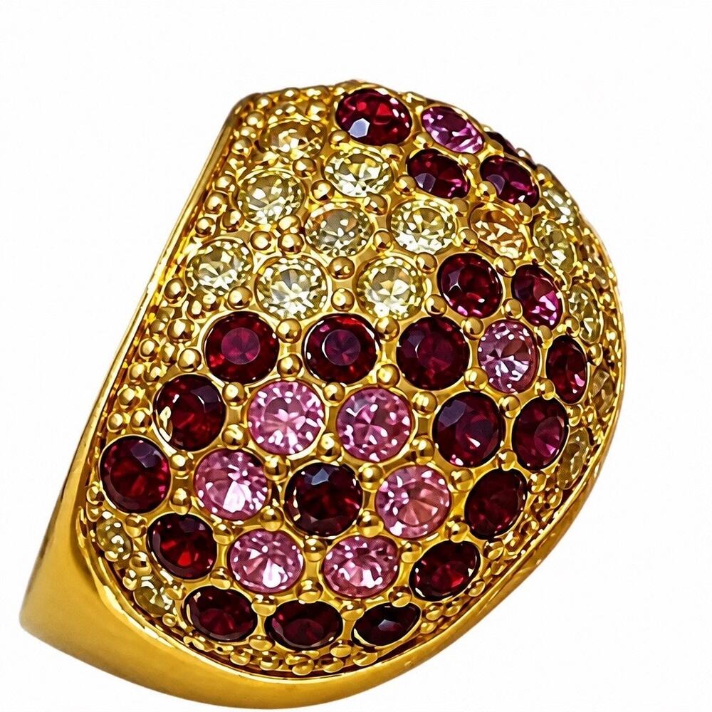 Vintage JGT Gold Pavé Ombré Dome Ring - Sz 6